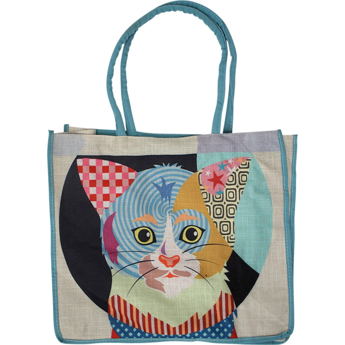 Reusable Shopping Travel Tote Bag Cats Kittens Glasses Multicolor