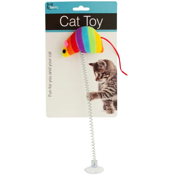 Spring Mouse Cat Toy with suction cup
