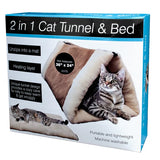 2 in 1 Cat Tunnel and Bed with warming mat