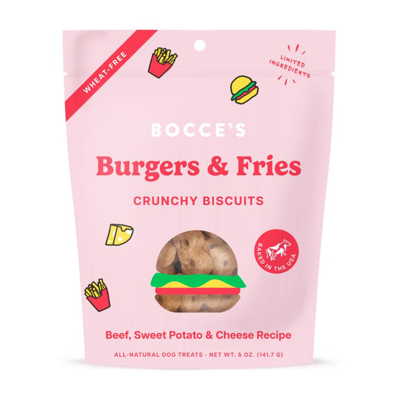 Bocces Burgers & Fries Crunchy Beef Dog Biscuits