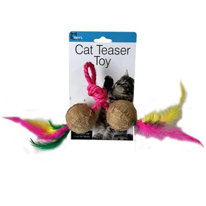 Cat Teaser Toy Jute Balls with Feathers