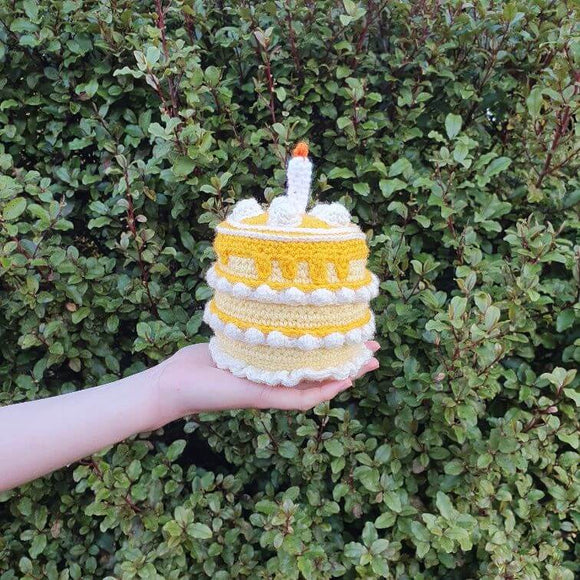 Crochet Handmade NZ Birthday Cake Lemon Soft toy