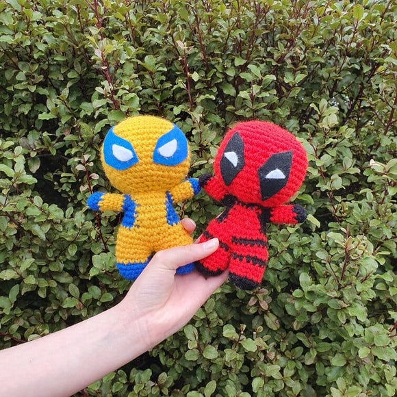 Deadpool and Wolverine Plush Crochet Handmade Toy NZ