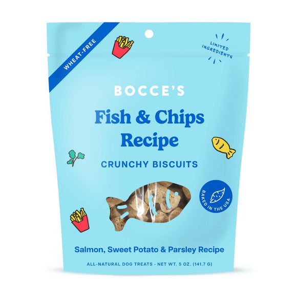 Bocce's Fish & Chips Recipie Crunchy Dog Biscuits