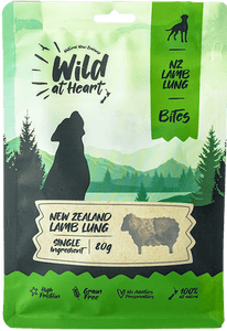 Wild at Heart - Air Dried Bites Dog Treat - Lamb Lung 80g
