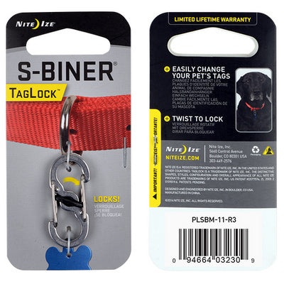 NiteIze Pet Taglock S-Biner Collar Clip Stainless