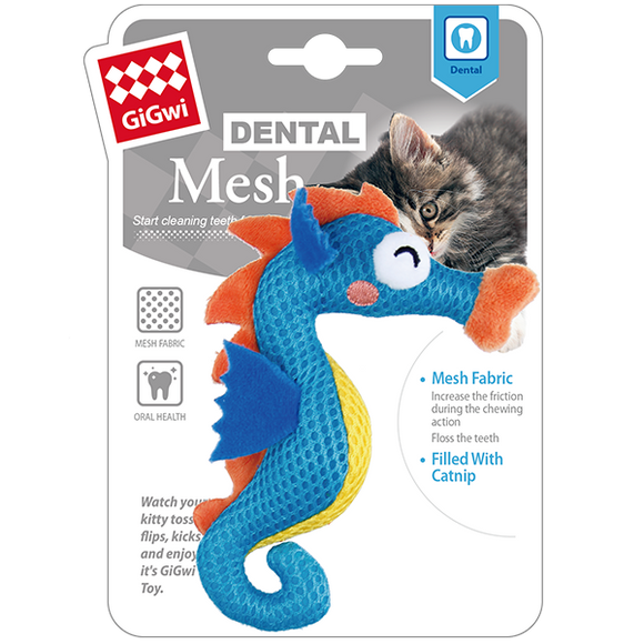 Gigwi Dental Mesh Cat Toy Seahorse