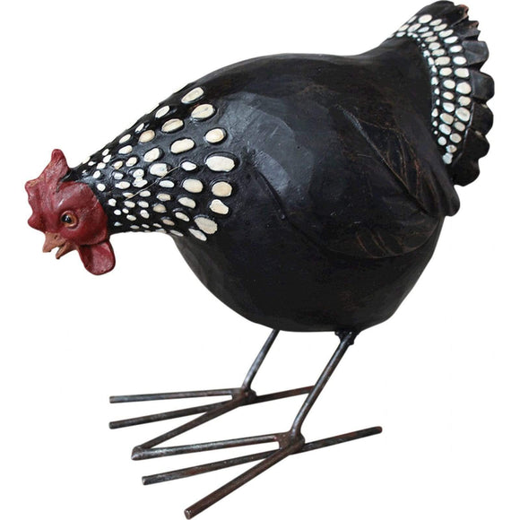 Ornament Resin Chicken Figurine - Black Small
